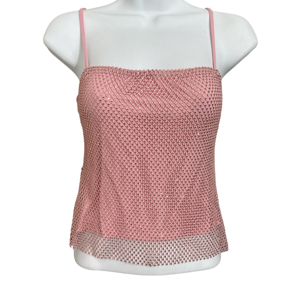 Aqua Y2K Pink Mesh Camisole Top Women’s Size Small‎